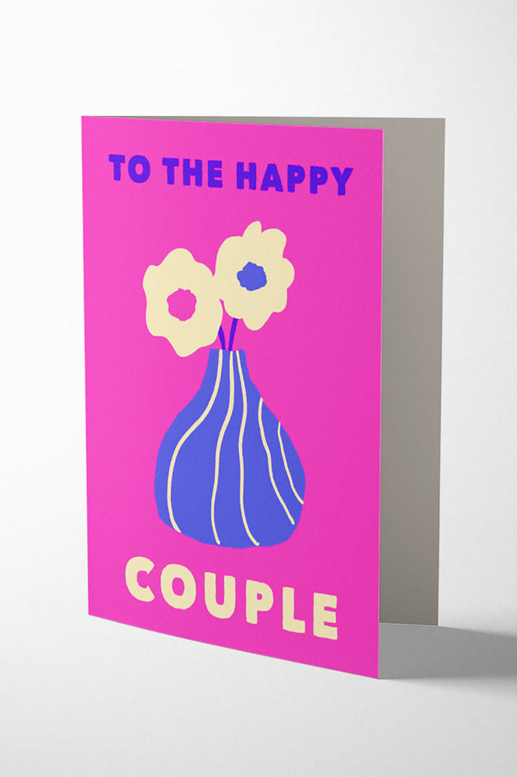 1973 Peonies Stripy Vase Happy Couple Card 