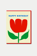 1973 Red Tulip Birthday Card 