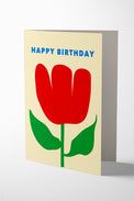 1973 Red Tulip Birthday Card 