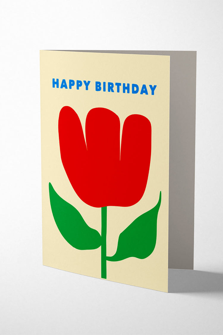 1973 Red Tulip Birthday Card 