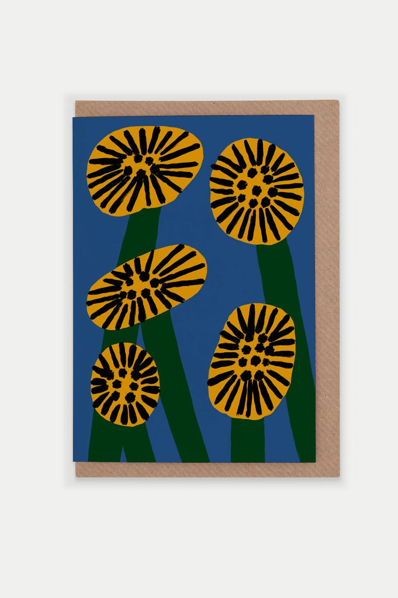 Evermade Memphis Flowers Yellow Greetings Card 