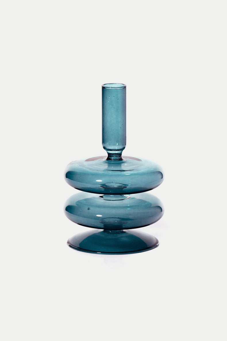 Ocean Teal Glass Taper Holder