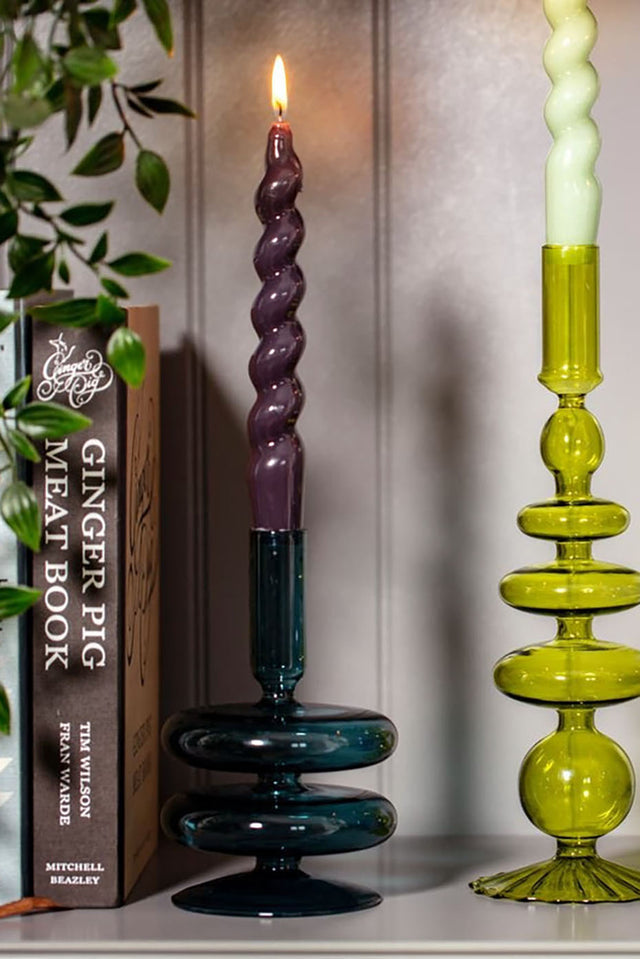 Ocean Teal Glass Taper Holder