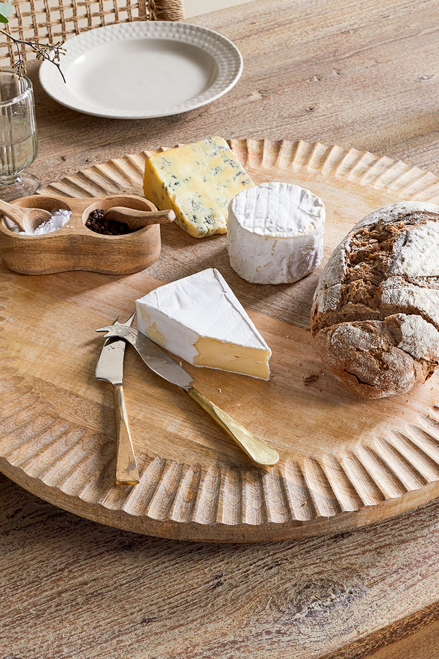 Natural Soria Mango Wood Lazy Susan Tray