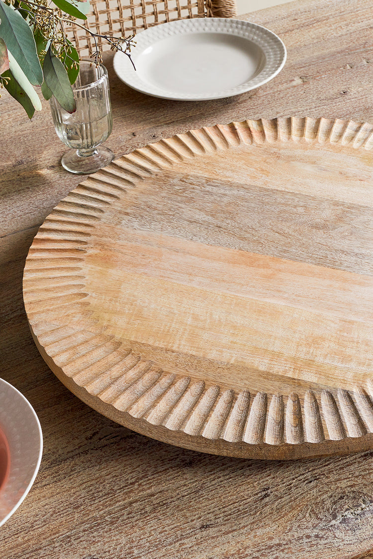 Natural Soria Mango Wood Lazy Susan Tray