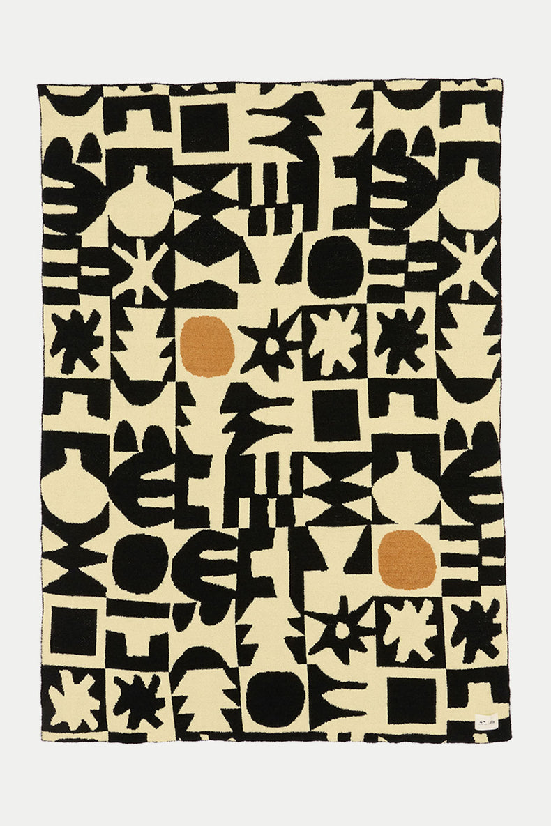 Black Upton Plush Knit Throw Blanket