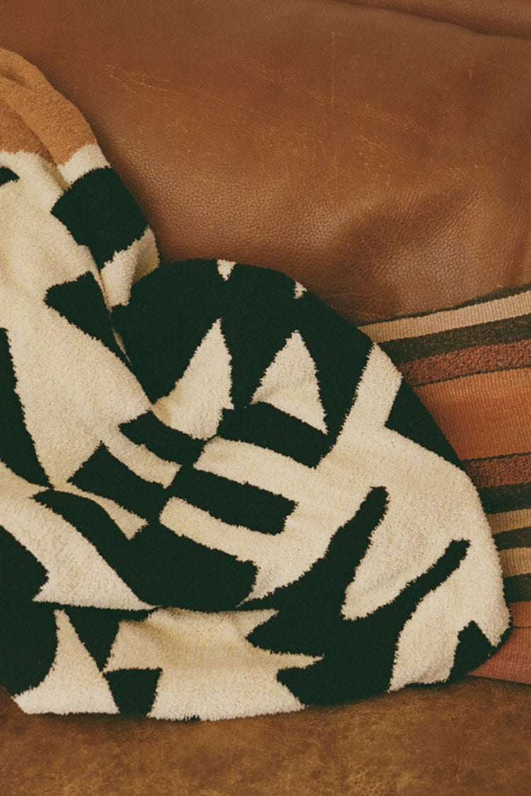 Black Upton Plush Knit Throw Blanket