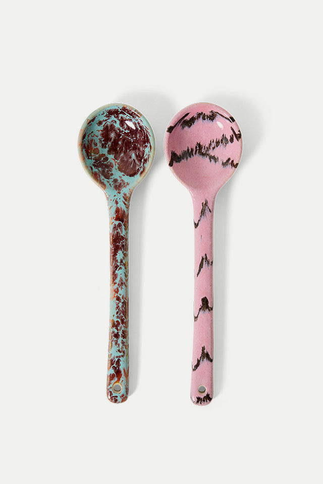 HKLIVING Sprinkle 70s Ceramics Serving Spoons - Set of 2 