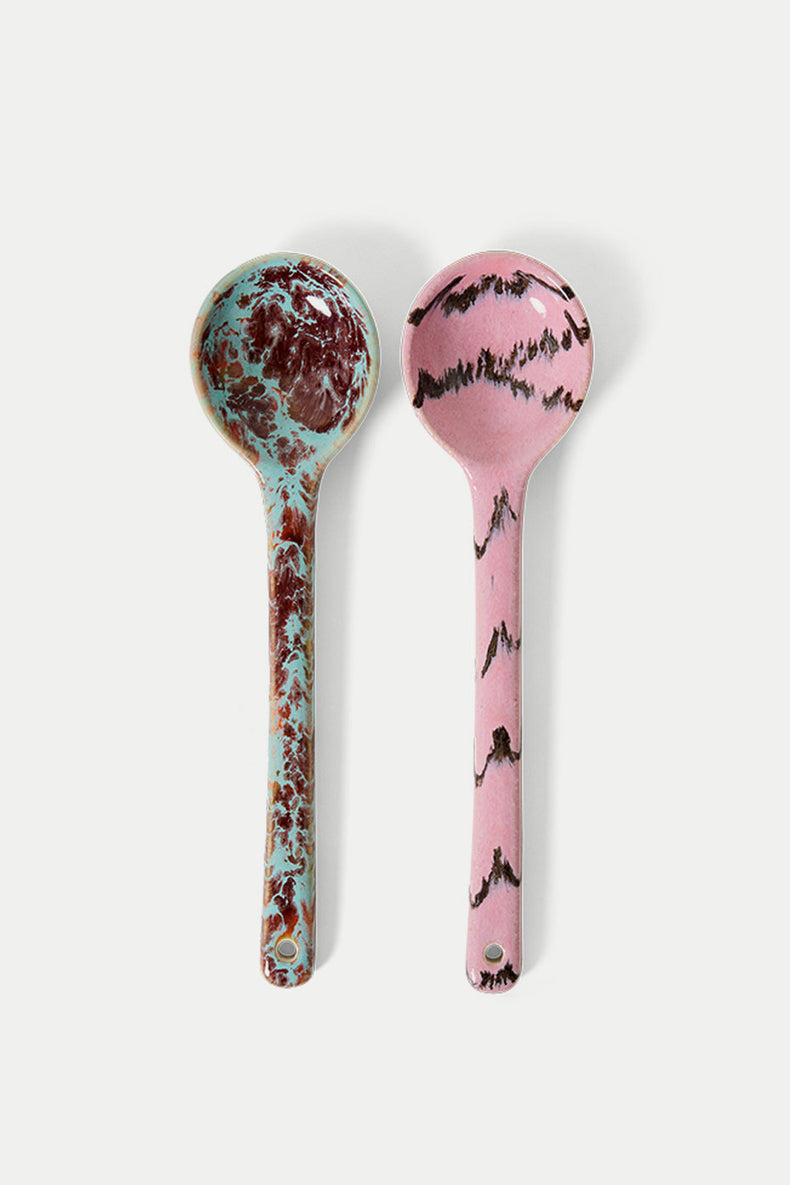 HKLIVING Sprinkle 70s Ceramics Serving Spoons - Set of 2 