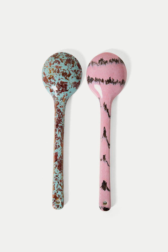 HKLIVING Sprinkle 70s Ceramics Serving Spoons - Set of 2 