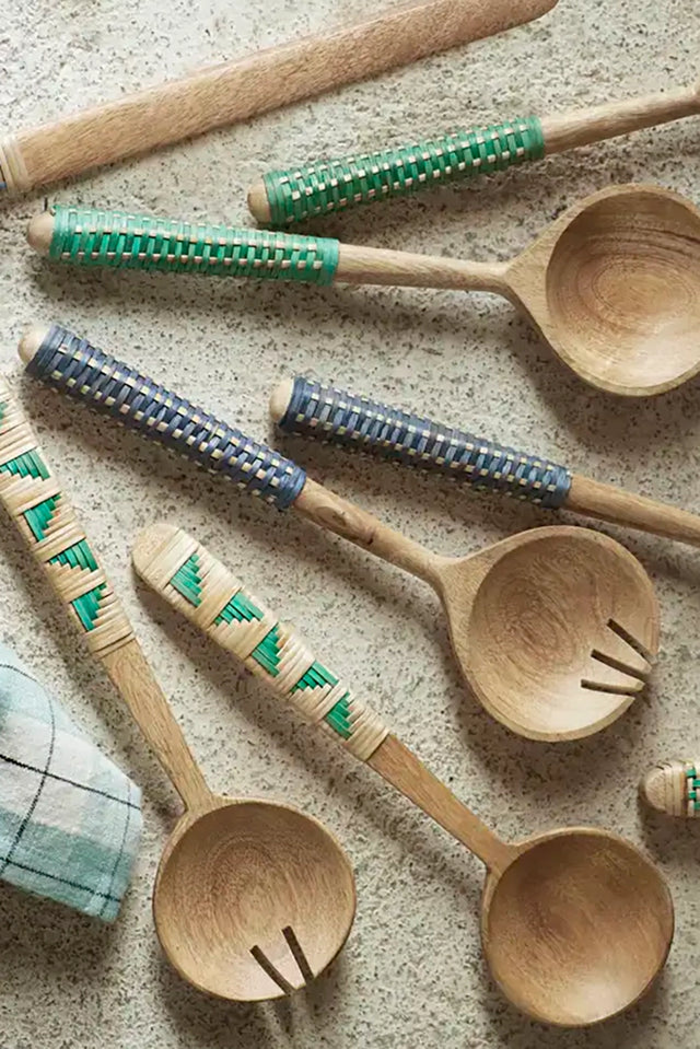 Wooden Salad Set with Bamboo
