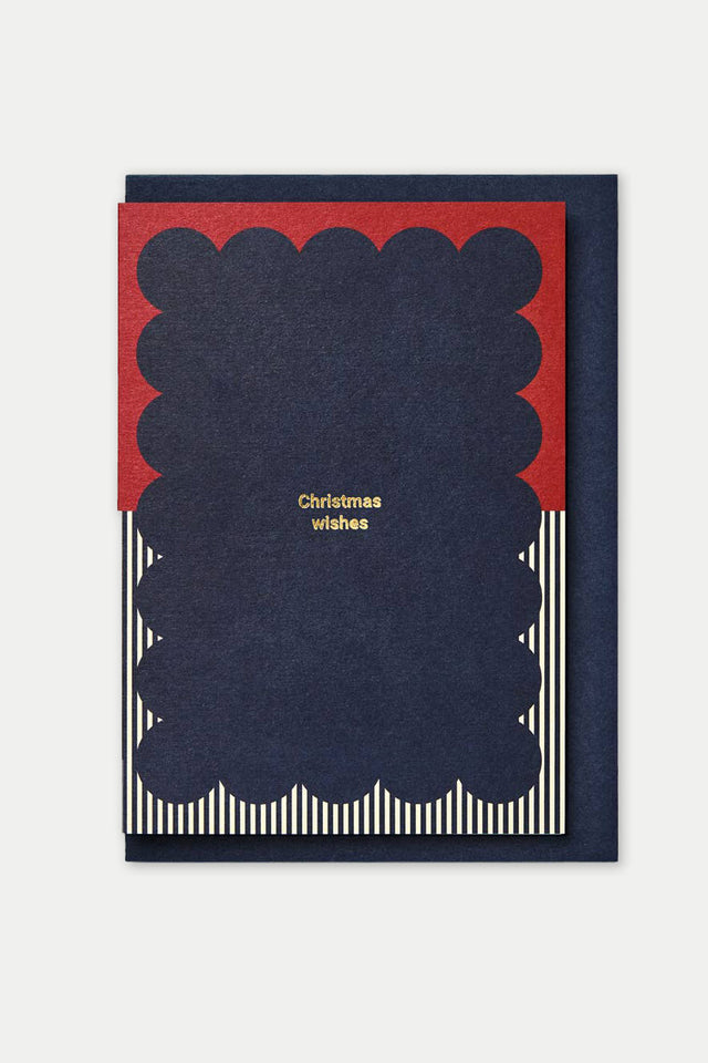 Kinshipped Scallop Window Stripe Christmas Wishes Card 