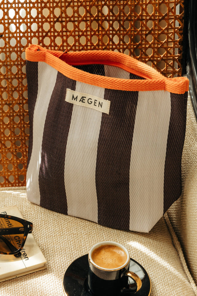 Orange White Aubergine Pouch
