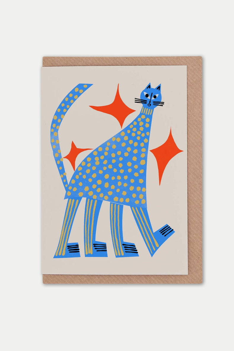 Tall Blue Cat Card