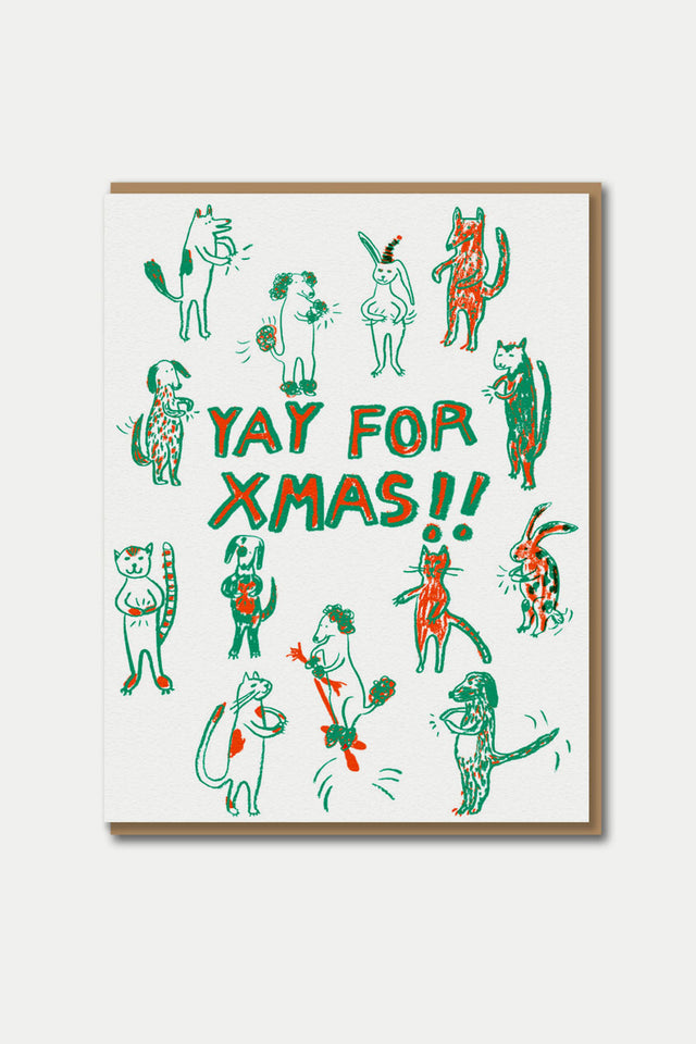 1973 EP Yay For Christmas Animal Party Card 