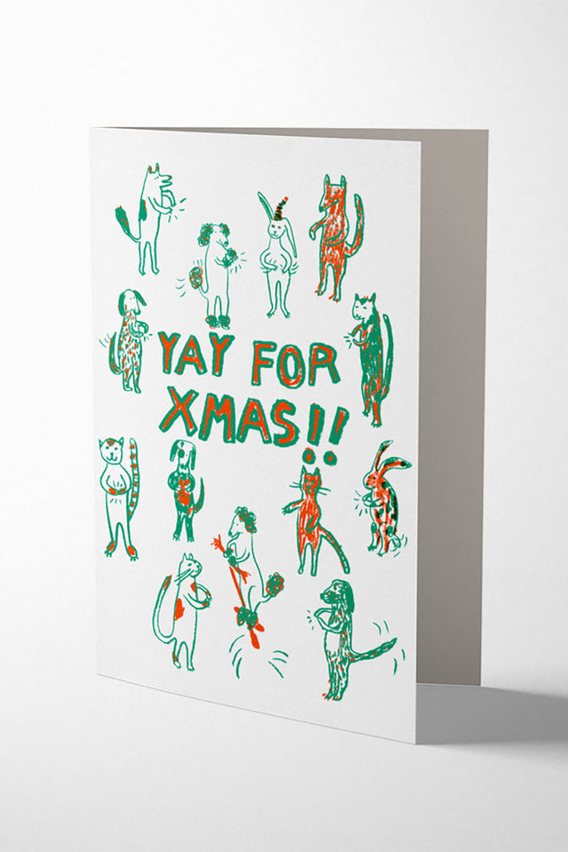 1973 EP Yay For Christmas Animal Party Card 