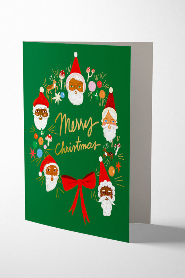 1973 CS Father Christmas Wreath Card 