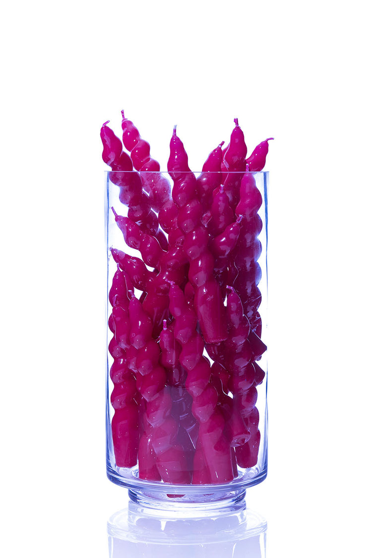 MÆGEN Magenta Spiral Taper Candles - Pack of 3 