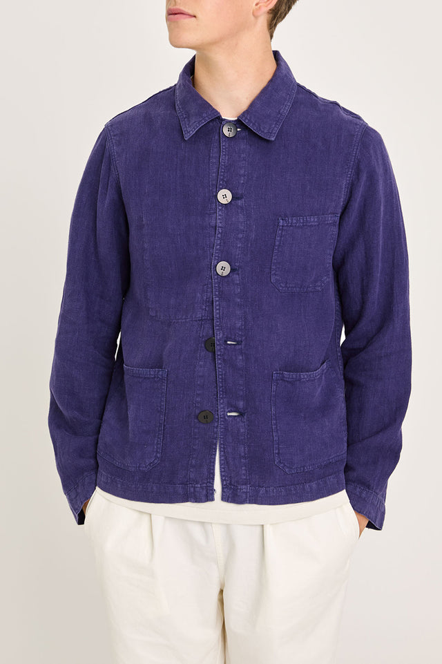 Navy Linen Baptista Worker Jacket