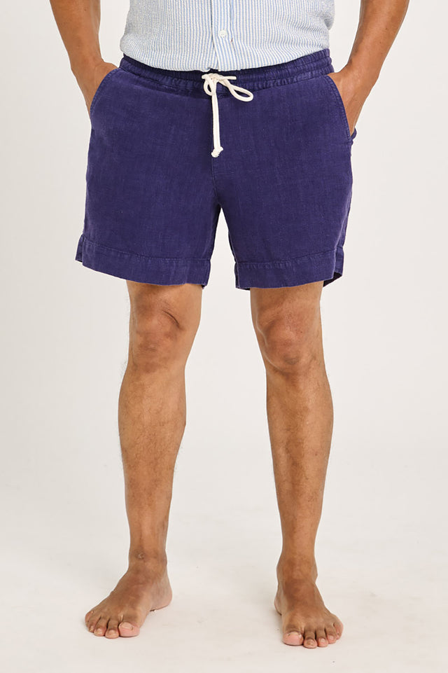 Navy Linen Pestana Relaxed Shorts