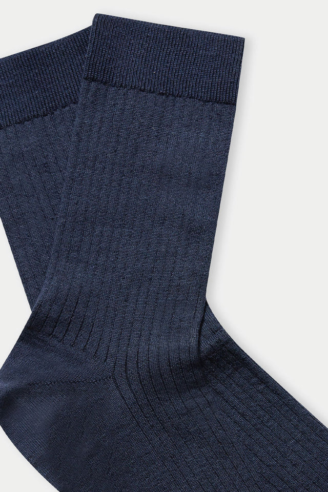 Navy Linen Socks