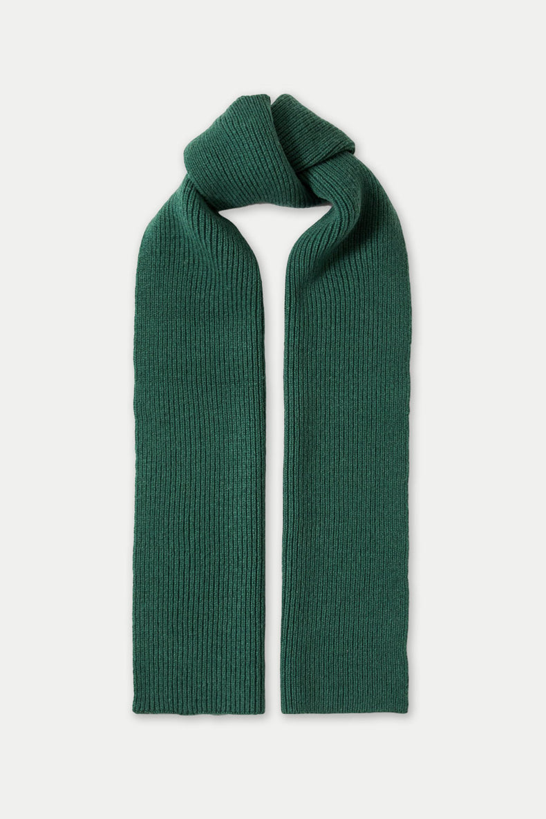 Dark Green Mason Merino Wool Knit Scarf