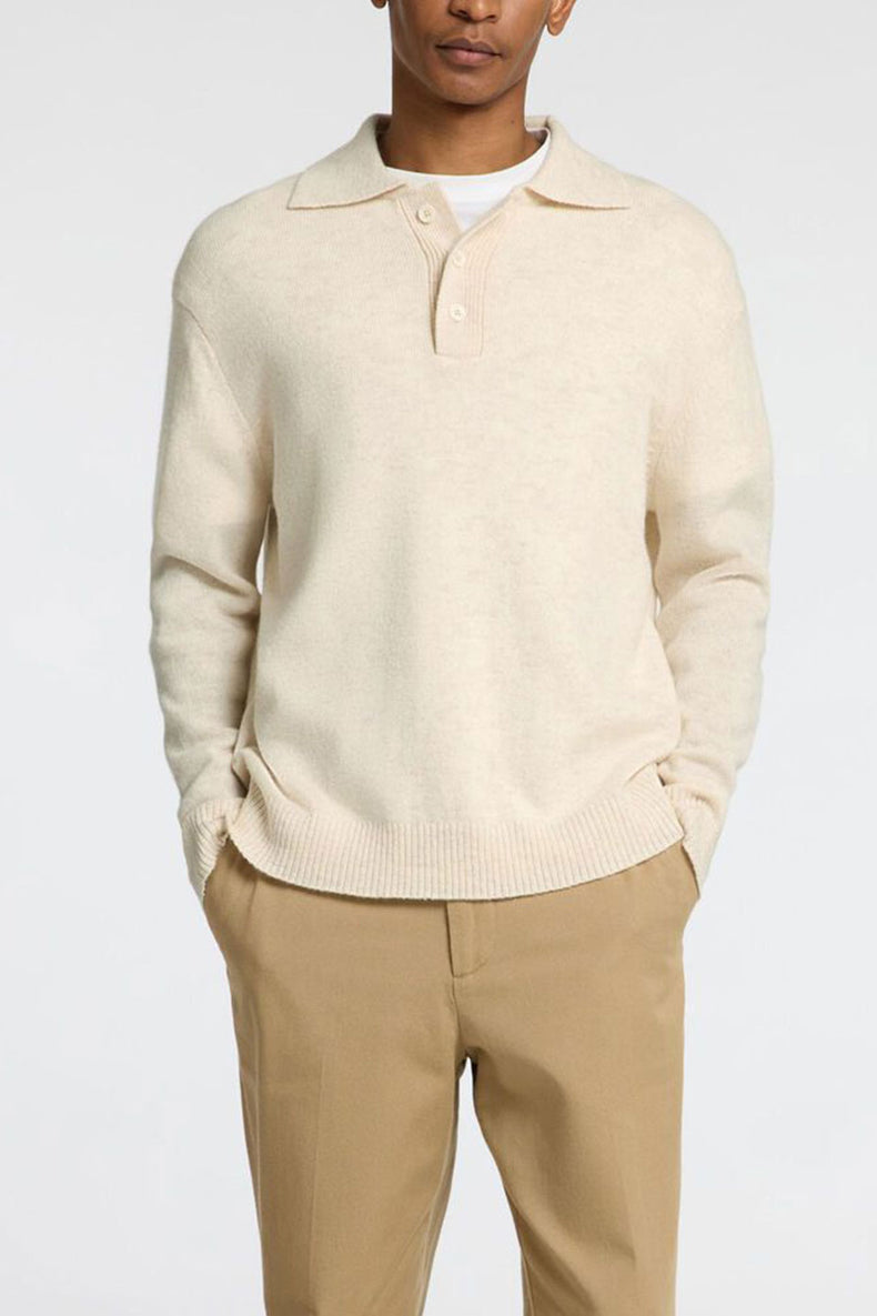 Egret Melange Reuben Knit Polo