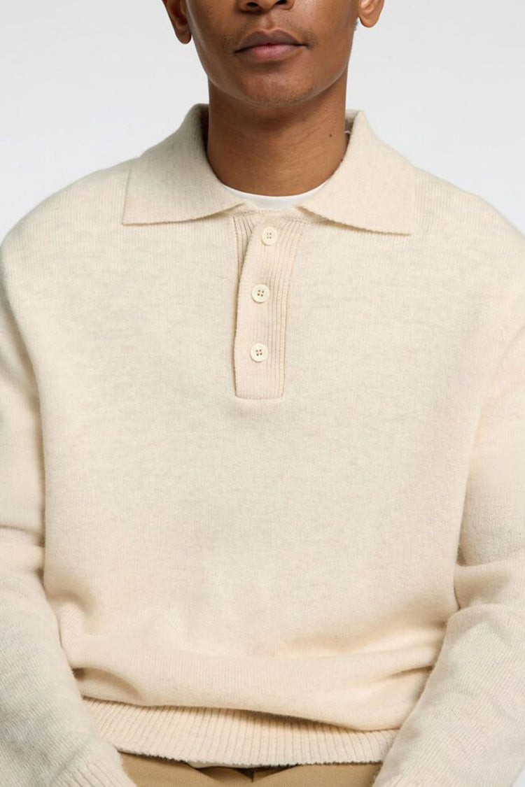 Egret Melange Reuben Knit Polo