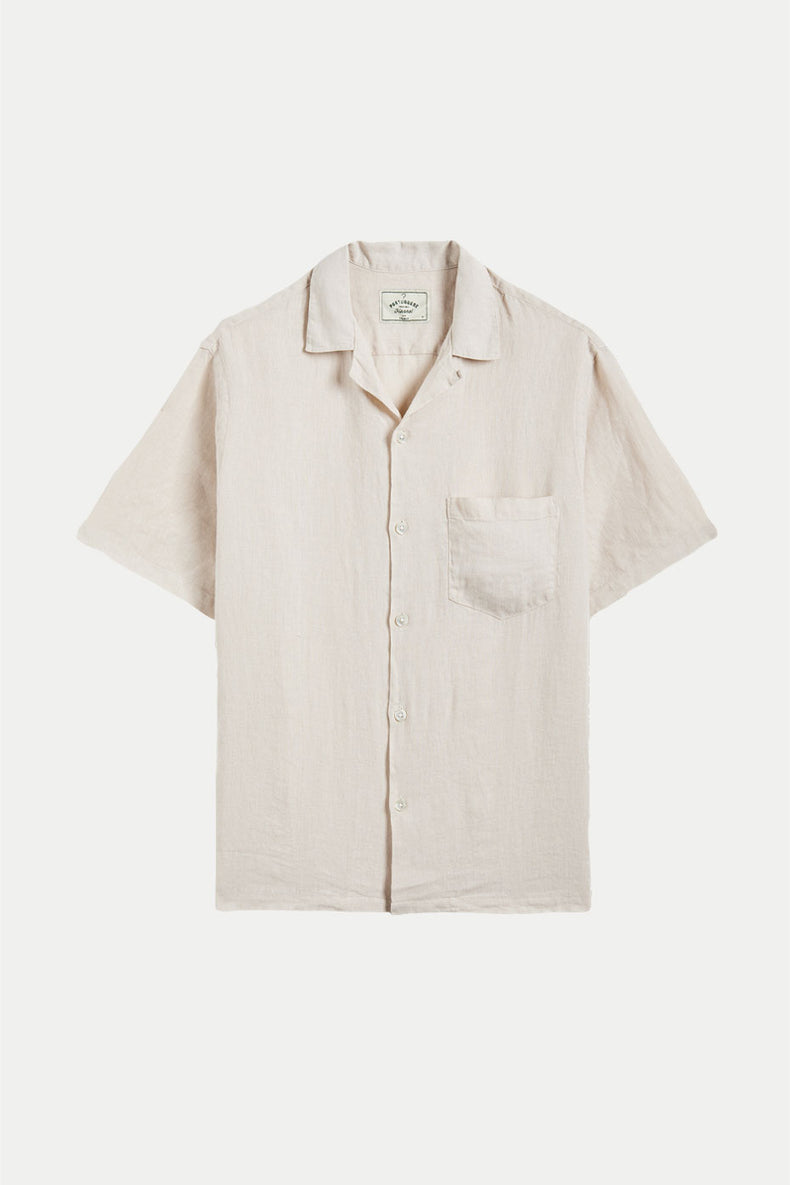 Raw Linen Camp Collar Shirt