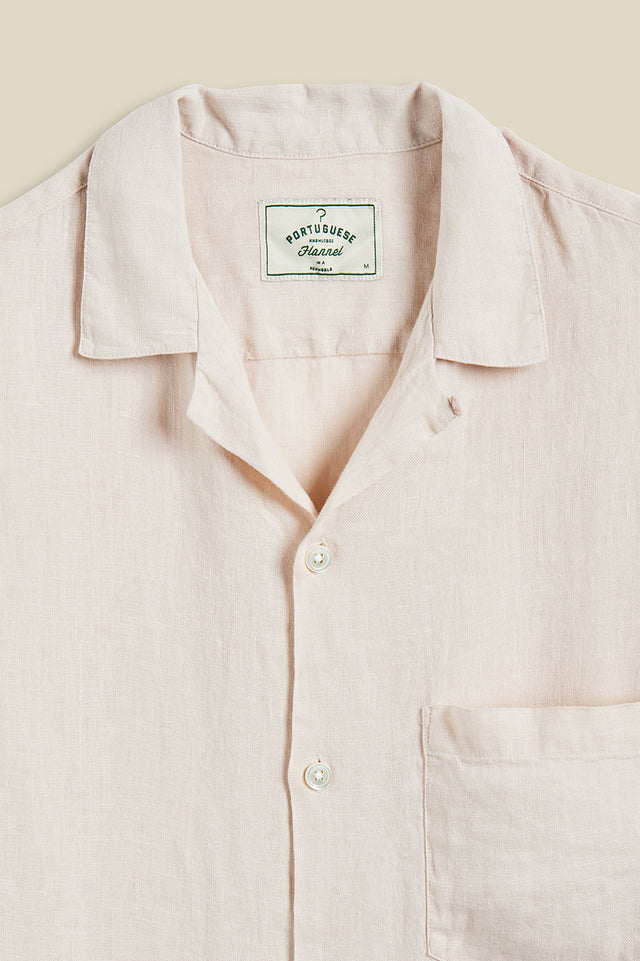 Raw Linen Camp Collar Shirt