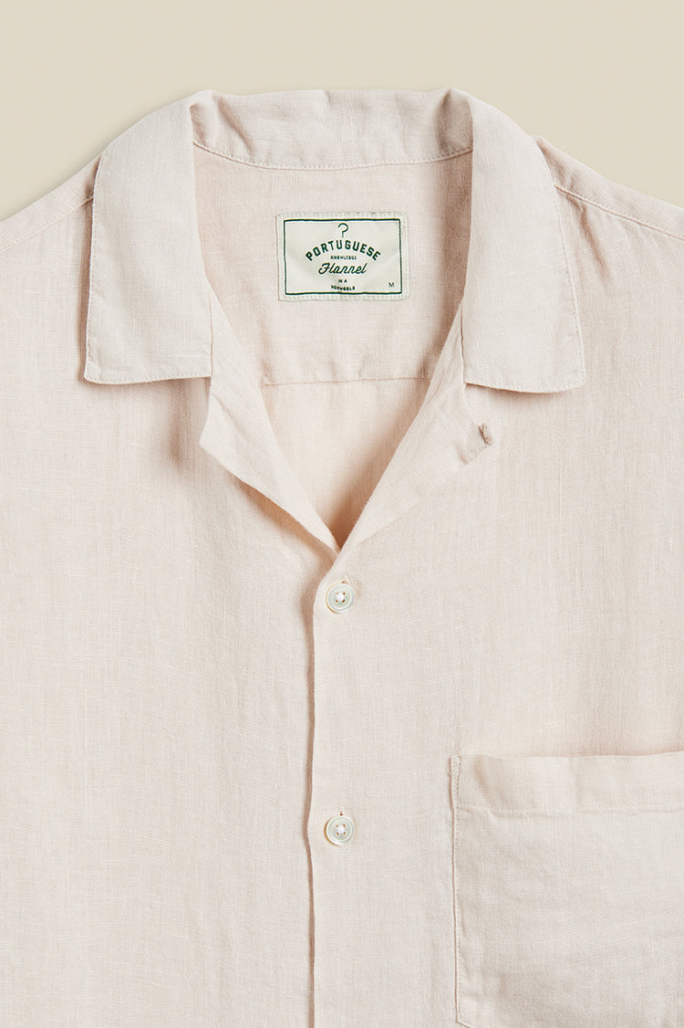 Raw Linen Camp Collar Shirt