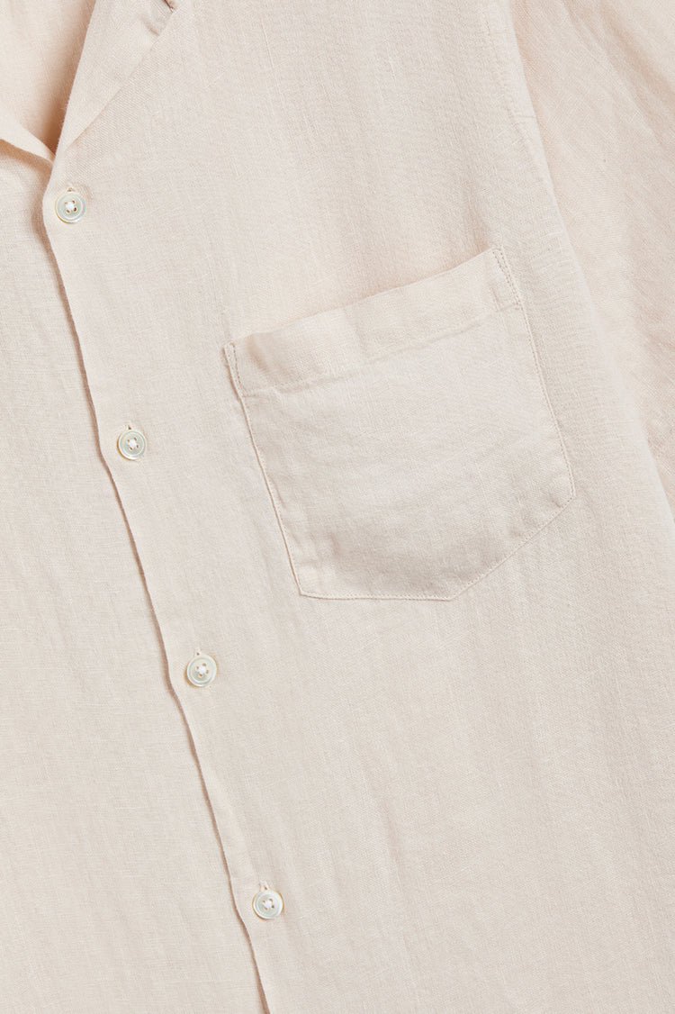 Raw Linen Camp Collar Shirt