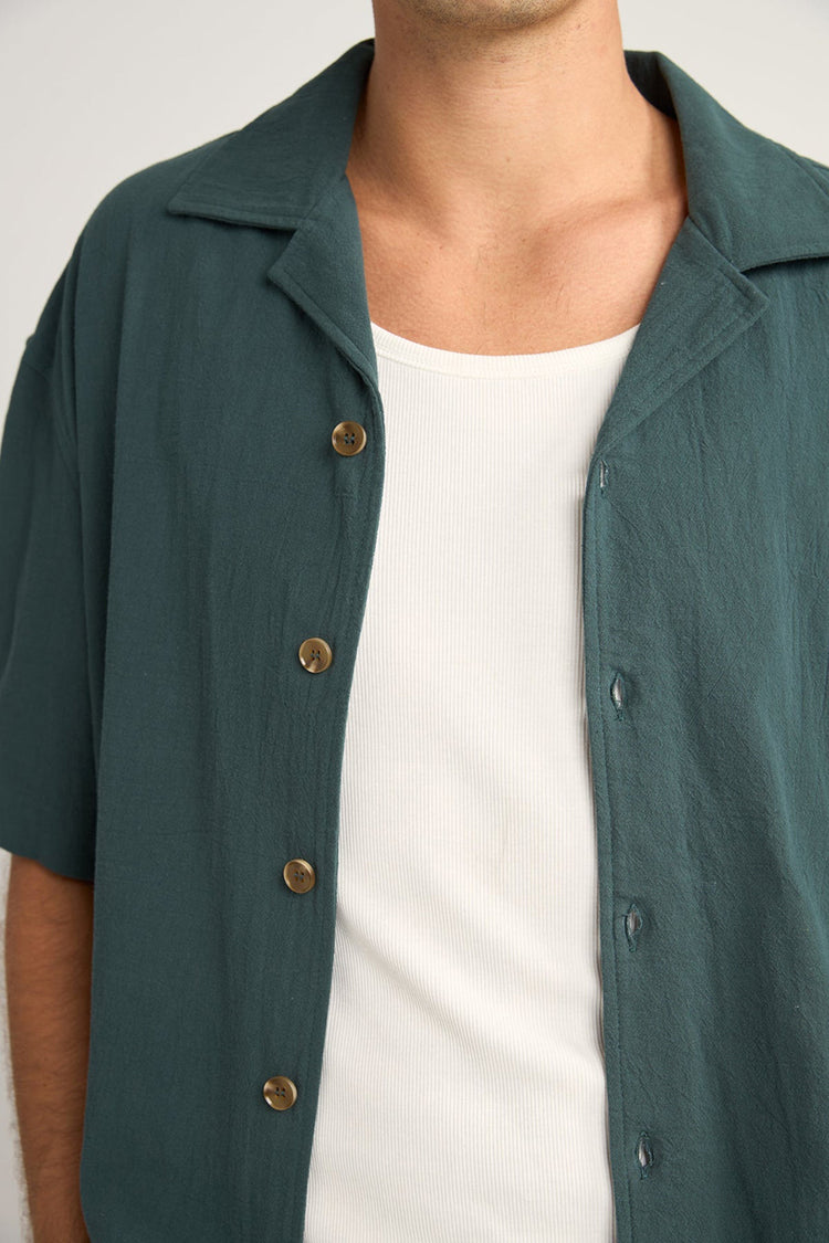 Teal Relaxed Textured Shirt