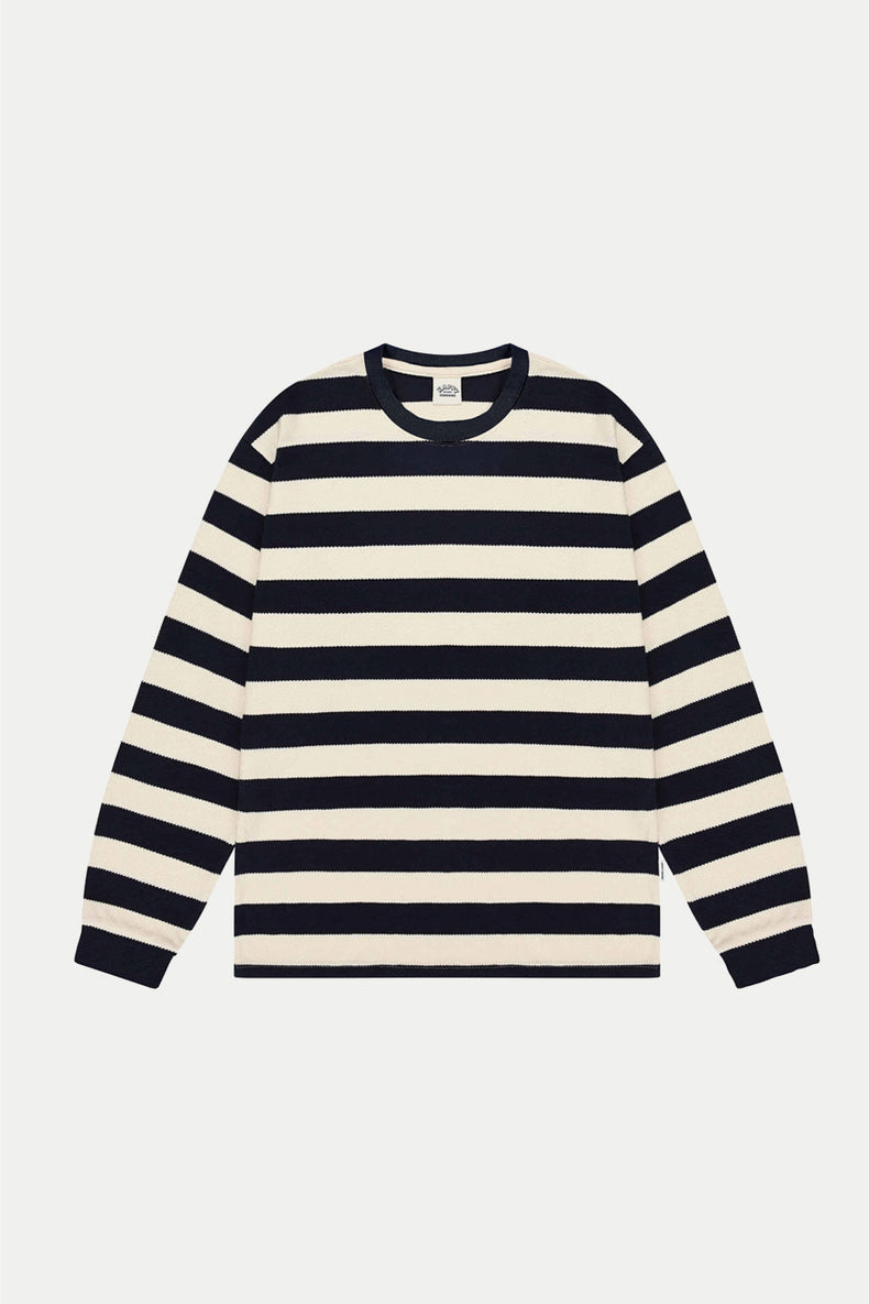 Navy Stripe Waffle Sweat