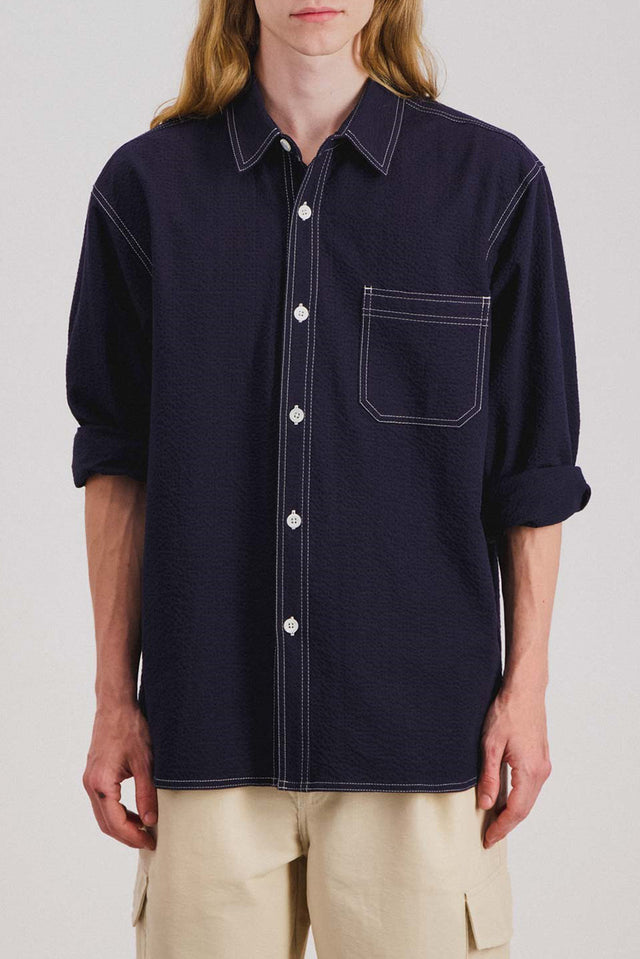 Navy Everyday Seersucker Shirt