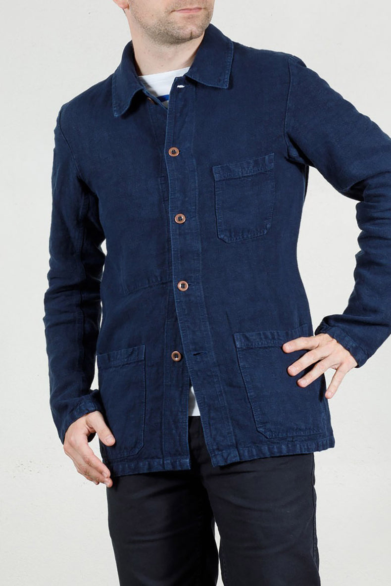 Navy Heavy Linen Weaved Mens Jacket