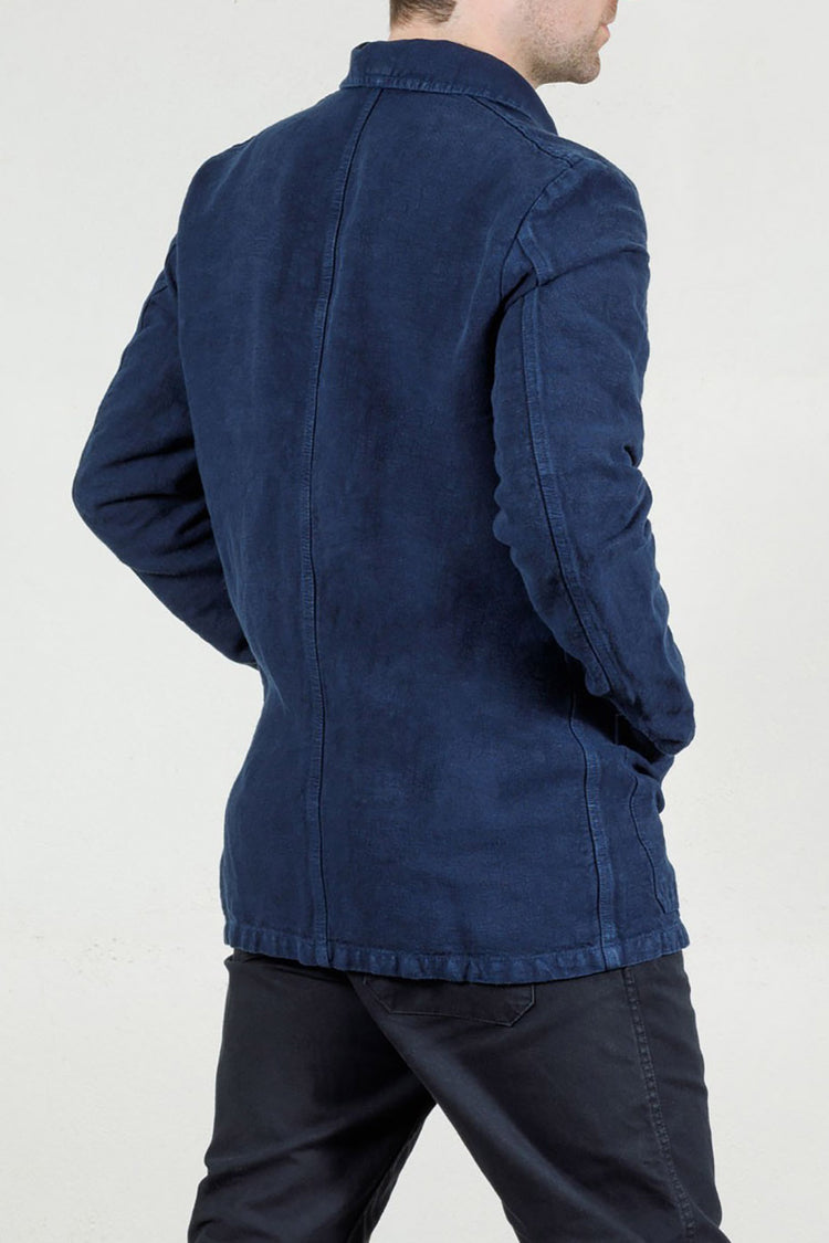 Navy Heavy Linen Weaved Mens Jacket