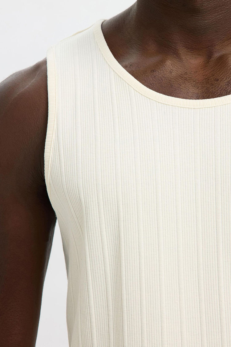 Selected Homme Egret Dean Ribbed Tank Top 