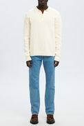 Selected Egret Dane Structured Knit Polo Shirt 