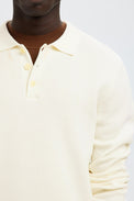 Selected Egret Dane Structured Knit Polo Shirt 