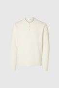Selected Egret Dane Structured Knit Polo Shirt 