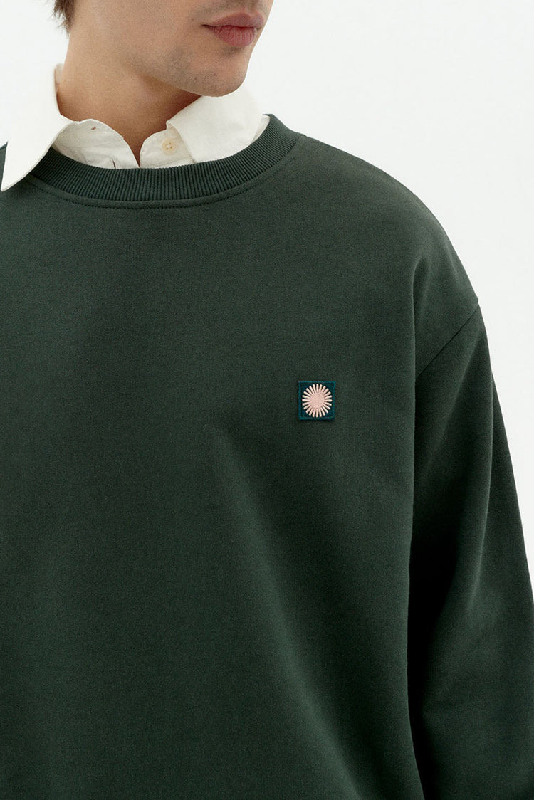 Thinking Mu Bottle Green Sol Contrast Leon Sweatshirt 