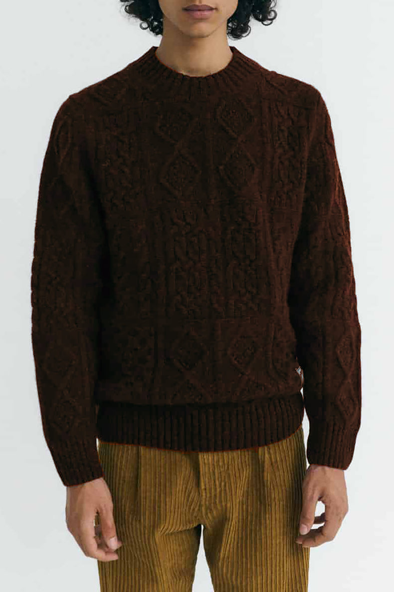 Thinking Mu Brown Oak Rasta Knitted Sweater 