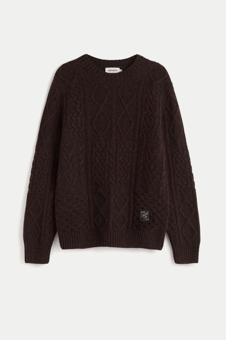 Thinking Mu Brown Oak Rasta Knitted Sweater 