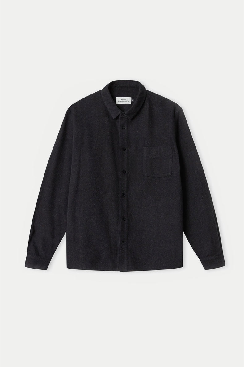 About Companions Melange Black Eco Flannel Simon Shirt 