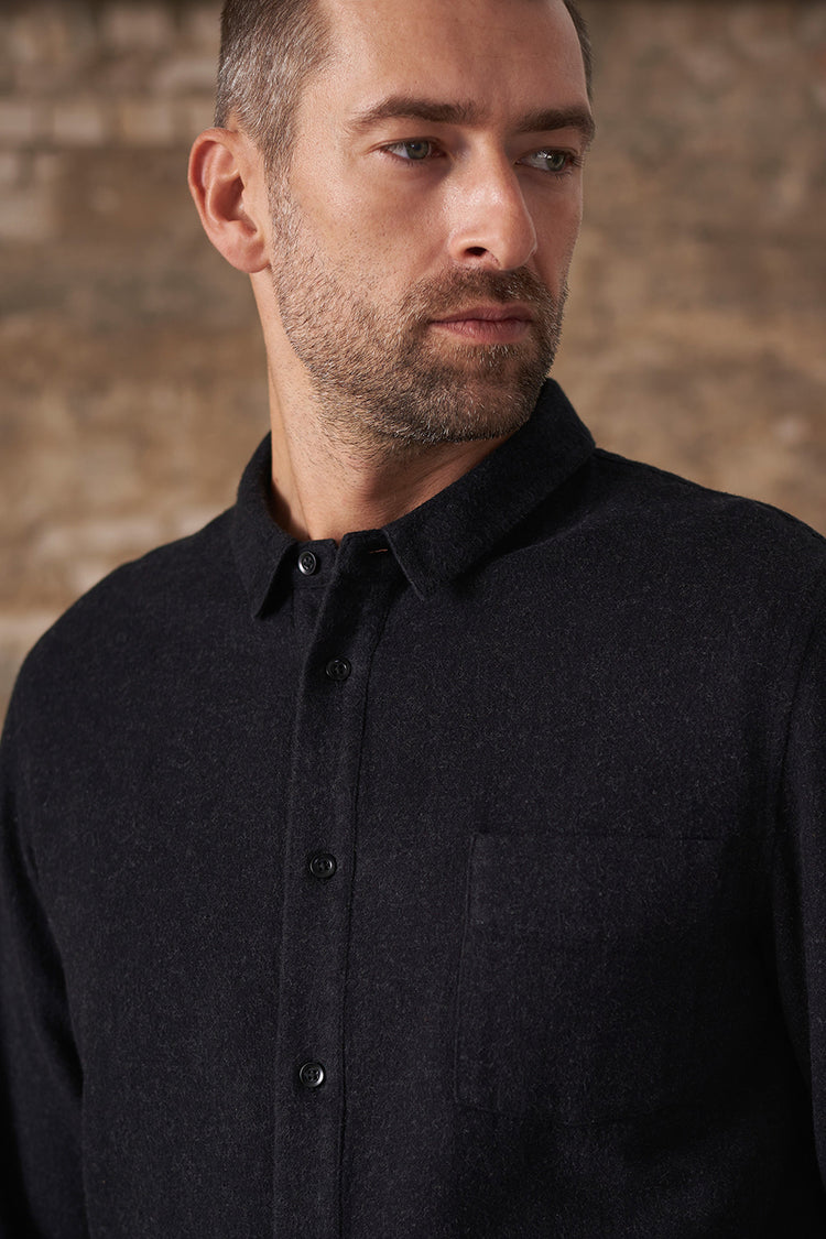 About Companions Melange Black Eco Flannel Simon Shirt 