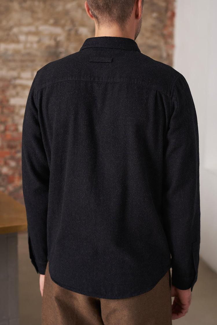 About Companions Melange Black Eco Flannel Simon Shirt 