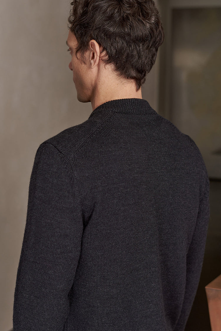 About Companions Melange Black Merino Paul Cardigan 
