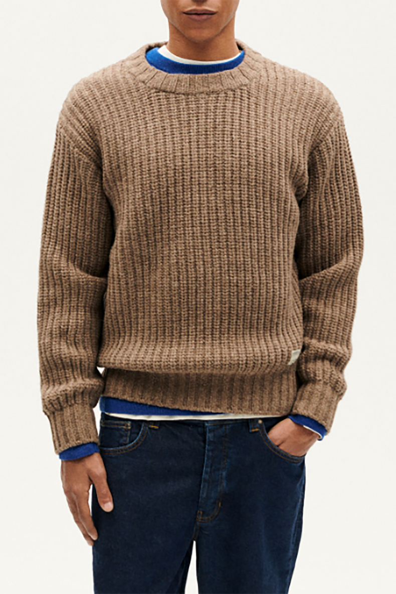 Thinking Mu Undyed Brown Santos Knitted Sweater 