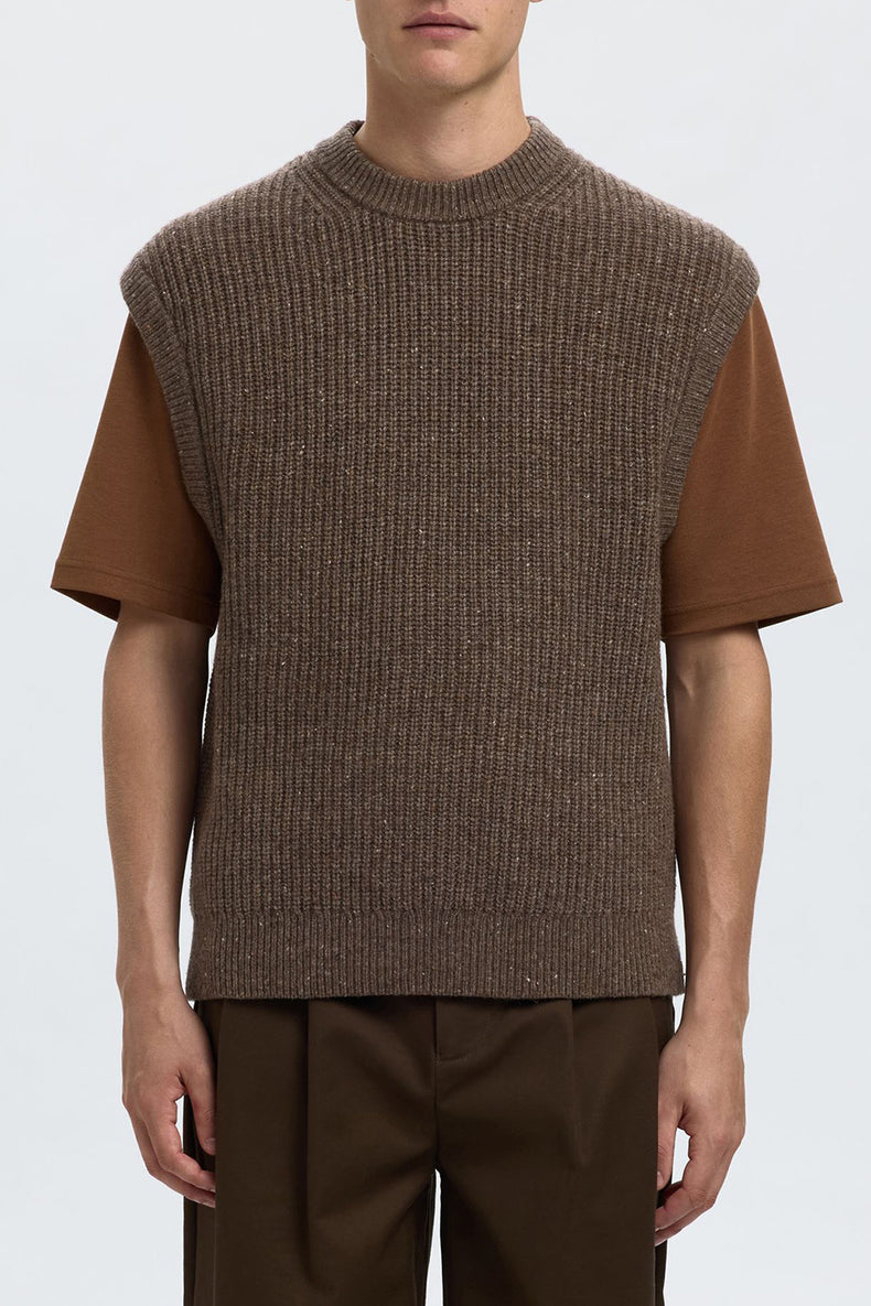 Selected Coffee Bean Land Knit Relaxed Vest 